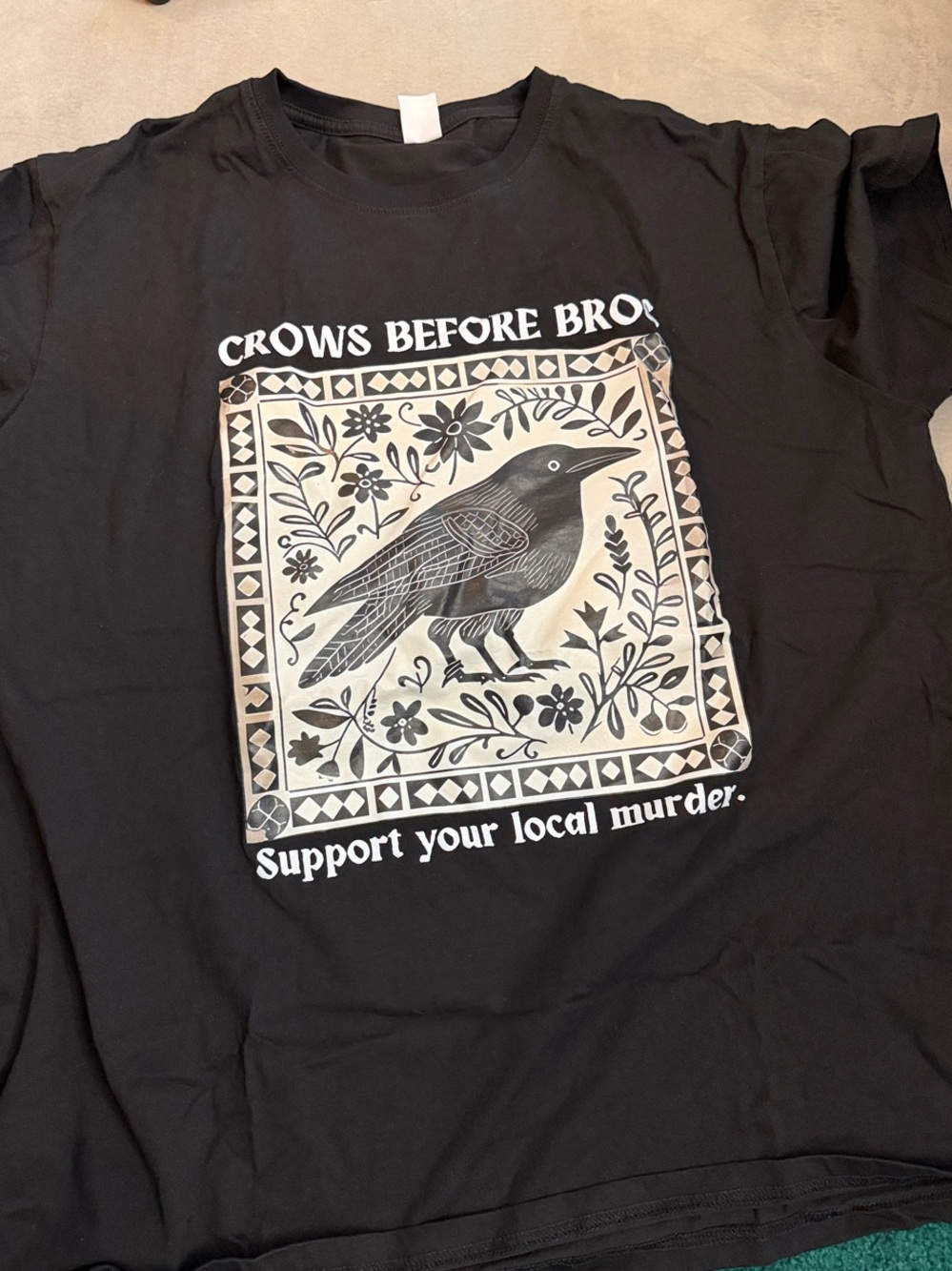Men’s Black 'Crows Before Bros' Graphic Tee - Bird Design